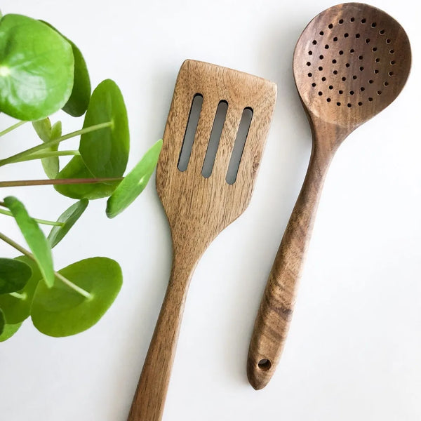 Acacia Wood Utensil Set | 5-pc Non-Stick Kitchen Tools | GenTree Home