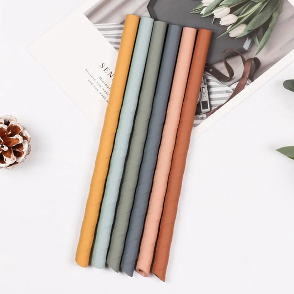 Close-up of food-grade silicone material, flexible and durable reusable drinking straws