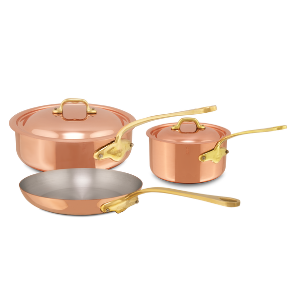 Mauviel 1830 M'Heritage M'150 B 5-Piece Copper Cookware Set With Brass Handles