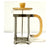 Close up detail of the stainless steel plunger and glass carafe