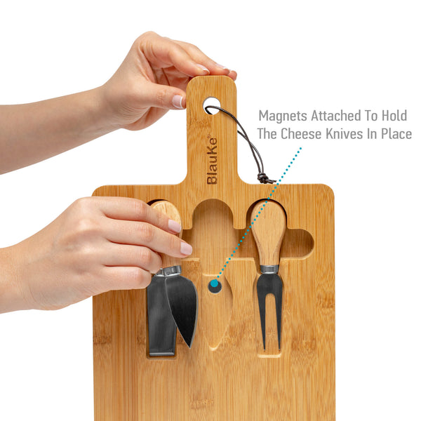Bamboo Cheese Board and Knife Set | Artisan Host Gift | GenTree Home