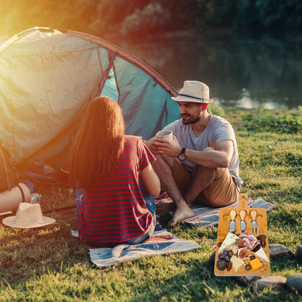 Bamboo Cheese Board and Knife Set | Artisan Host Gift | GenTree Home
