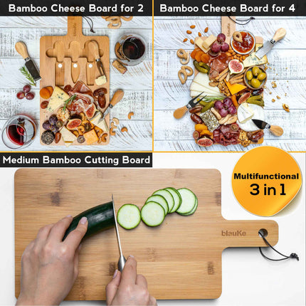 Bamboo Cheese Board and Knife Set | Artisan Host Gift | GenTree Home