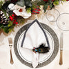 Chouchou Touch linen napkins with silver velvet borders, set of 4, view 2