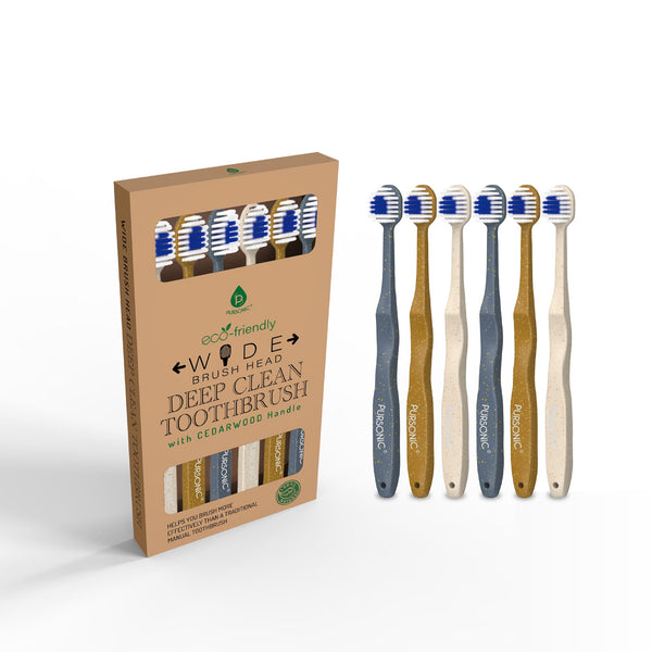 Eco-friendly toothbrush with charcoal bristles in sustainable craft paper packaging