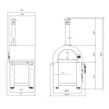 Technical drawing of an Empava pizza oven with dimensions