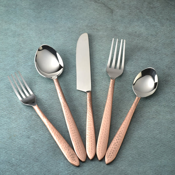 INOX Artisans Crimson hammered flatware place setting, view 5