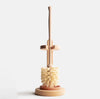 Elegant wooden toilet brush stand with terracotta drip tray for sanitary, quick-drying storage