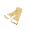 Yellow loofah with a handle on a white background