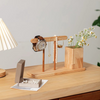 lose-up of premium rubber, cherry, and ash wood grain texture on handcrafted desk organizer