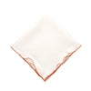 Chouchou Touch white linen napkins with orange ruffled hemstitch edges, set of 4, view 7