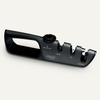 Black NULU adjustable knife sharpener with an angle dial and coarse, fine and scissors slots on a white background
