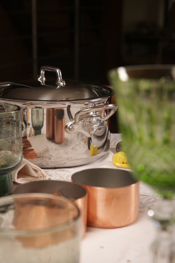 Mauviel 1830 M'COOK 5-Ply Stewpan With Lid, Cast Stainless Steel Handles