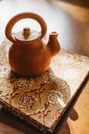 Banyan and Birch Nikhar hand-block printed cotton napkins in chai brown, view 2