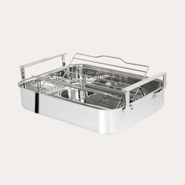 CRISTEL stainless steel roasting pan with riveted handles