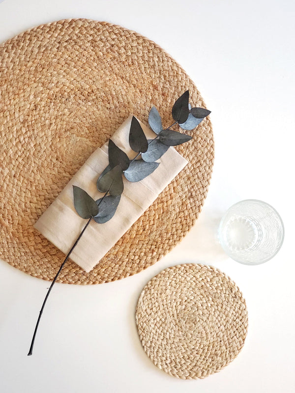 Kara Natural Woven Placemats (Set of 4)| Hand-Textured| GenTree Home