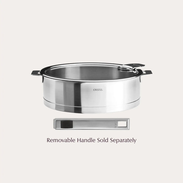 CRISTEL Strate stainless steel saute pan, brushed finish, detachable handle system