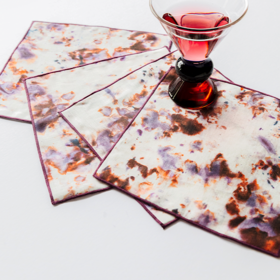 Goldie Home Rose Marble casual linen napkins, set of 4, view 2