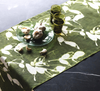 Goldie Home Porto Print olive linen table runner, 16 x 90 inches, view 2