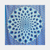 Blue Peacock cotton tapestry, handcrafted 90x80 inch large-scale geometric wall art