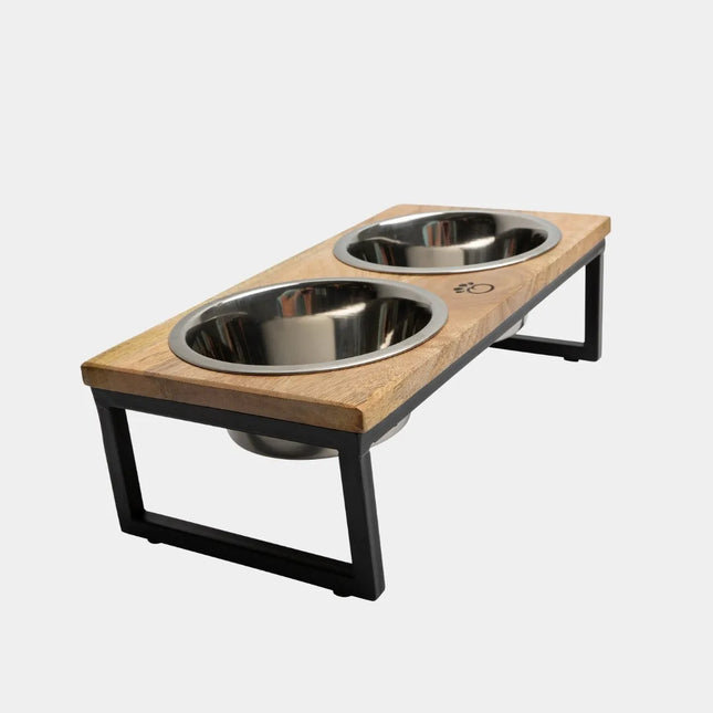 Mango Wood Elevated Pet Feeder | Luxury Dog Bowl | GenTree Home