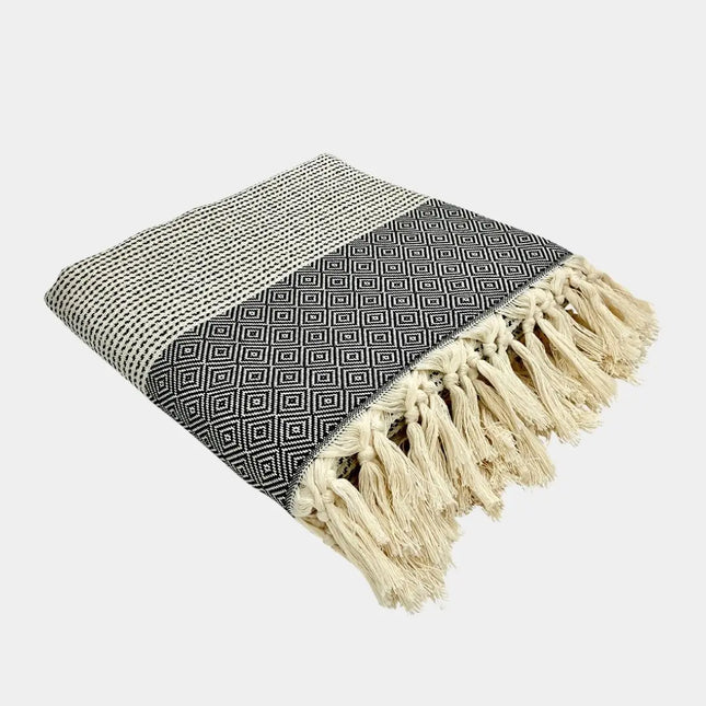 Diamond Stripe Turkish Throw | Handwoven Artisan Cotton | GenTree Home