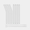 Reusable glass straw set including flexible cleaning brush, non-toxic and dishwasher-safe sustainable straws