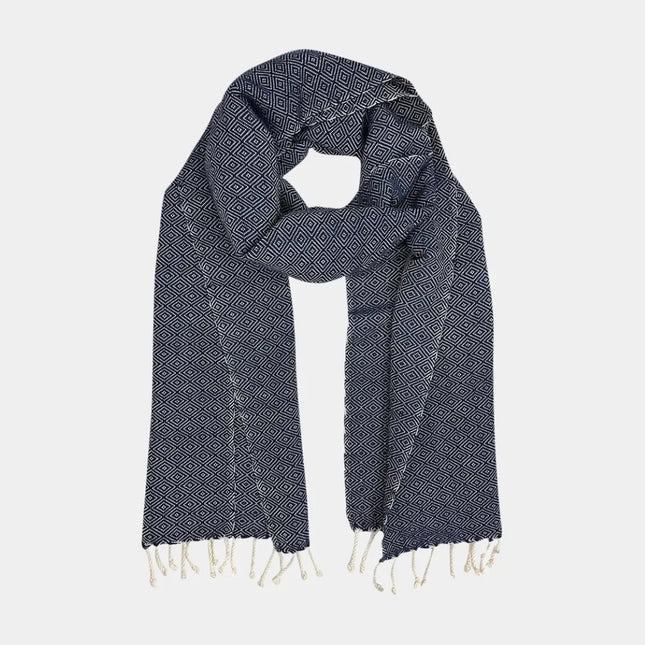 Organic Cotton Diamond Scarf | Handwoven Artisan Luxury | GenTree Home