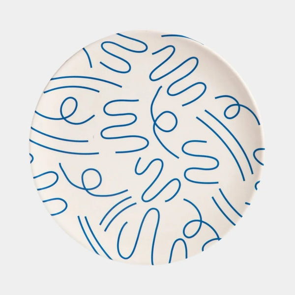 Doodles pattern bamboo plate set, 4-piece non-toxic biodegradable dinnerware for families