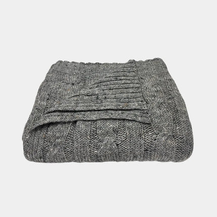 Smoke Gray Alpaca Throw | Handwoven Cable Knit Luxury | GenTree Home