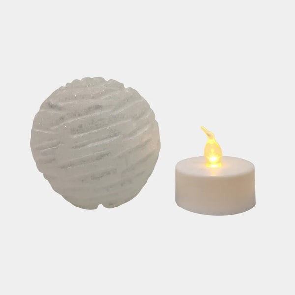 Compact 2.5-inch selenite bubble lamp with LED tealight, portable crystal light for desk or travel
