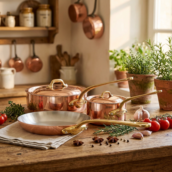 Mauviel 1830 M'Heritage M'150 B 5-Piece Copper Cookware Set With Brass Handles