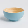 "Blue matte hand-crafted bamboo bowl, sustainable fair trade artisan tableware for daily dining."