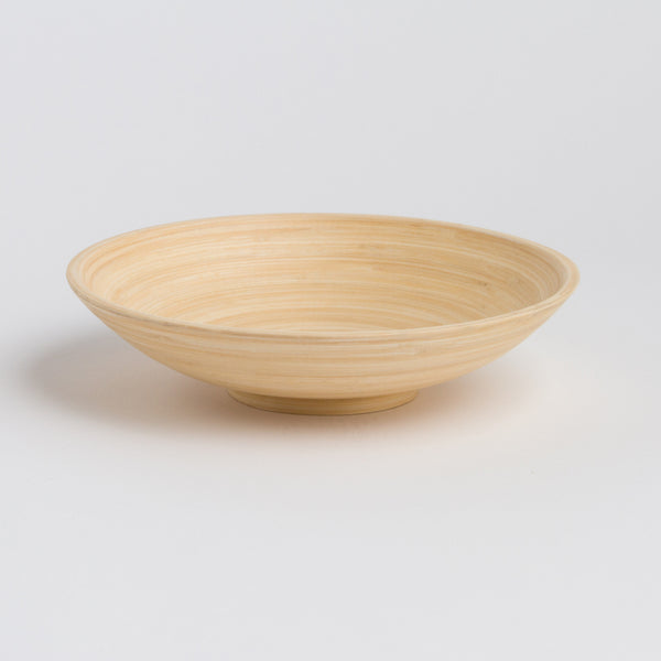 Close-up of smooth natural bamboo grain and artisan finish on DIA small plate"