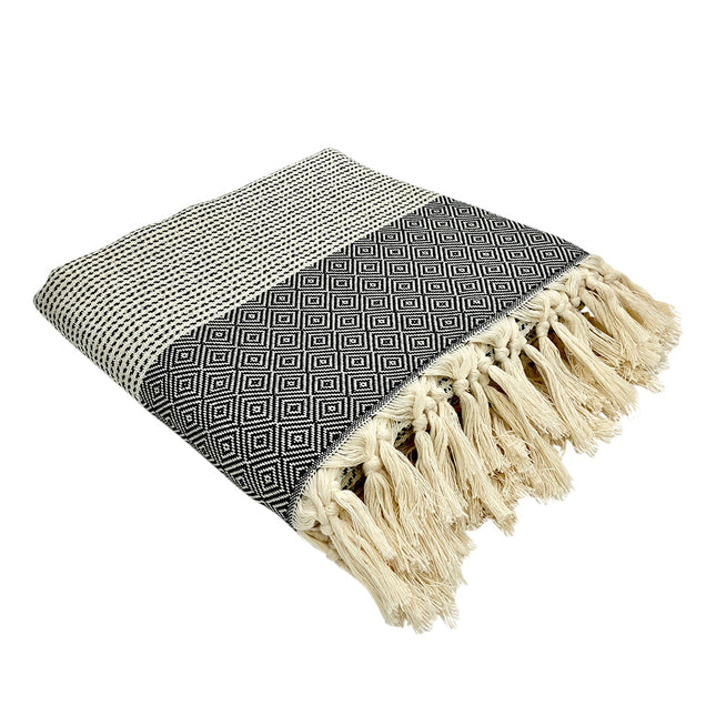 Diamond Stripe Turkish Throw | Handwoven Artisan Cotton | GenTree Home