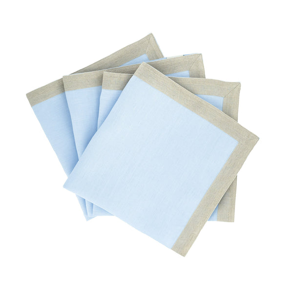 Chouchou Touch blue linen napkins with sparkle borders, set of 4, view 10