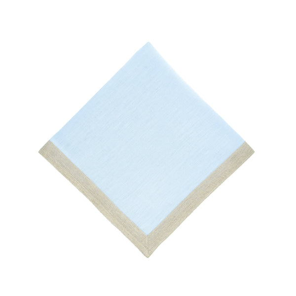 Chouchou Touch blue linen napkins with sparkle borders, set of 4, view 3