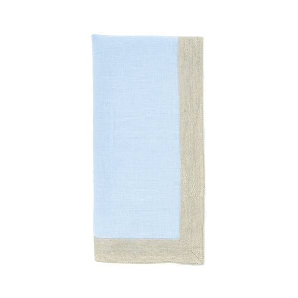 Chouchou Touch blue linen napkins with sparkle borders, set of 4, view 4