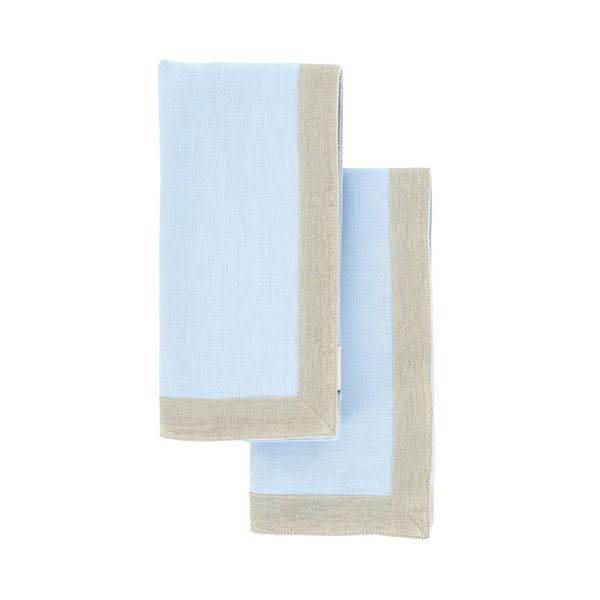 Chouchou Touch blue linen napkins with sparkle borders, set of 4, view 5
