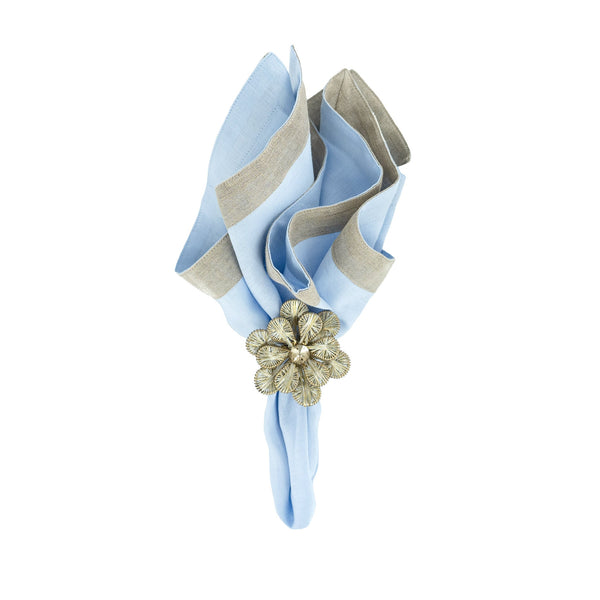 Chouchou Touch blue linen napkins with sparkle borders, set of 4, view 7