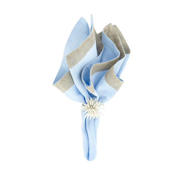 Chouchou Touch blue linen napkins with sparkle borders, set of 4, view 8