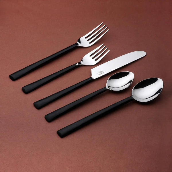 INOX Artisans Brier matte black flatware place setting