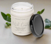 Close-up of GenTree Home ritual candle label, non-toxic eco-friendly soy wax candle