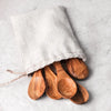 Set of mini olive wood spoons, sustainable wooden kitchen utensils for salt cellars and honey jars