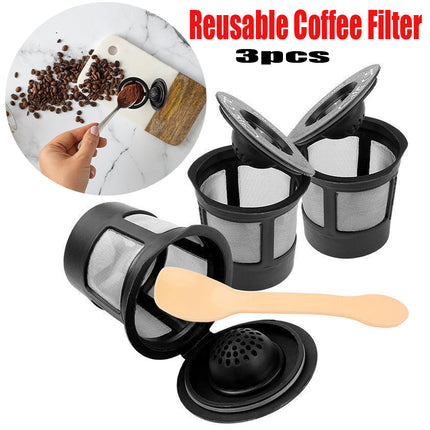 "Refillable K-Cup pod being filled with ground coffee using the included bonus measuring spoon."