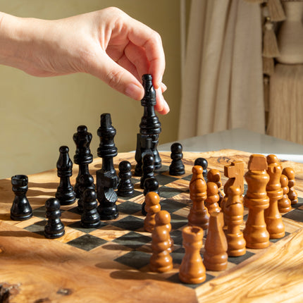 Artisan Olive Wood Chess Set | Handcrafted Gift | GenTree Home