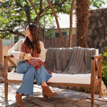 Smoke Gray Alpaca Throw | Handwoven Cable Knit Luxury | GenTree Home