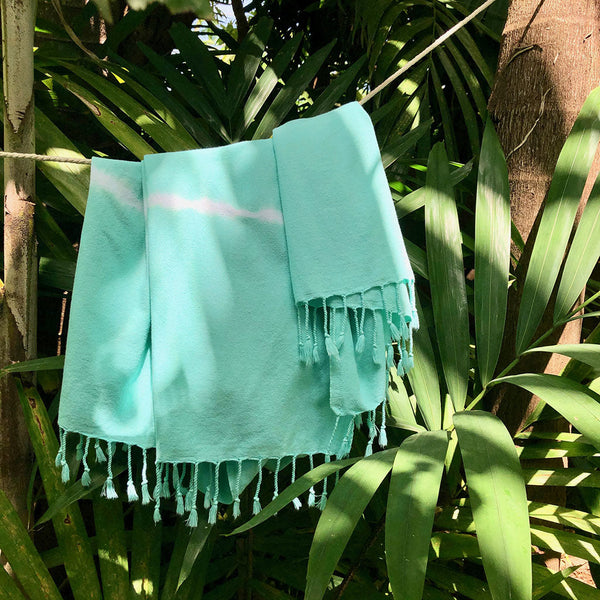 Mint Tie Dye Turkish Beach Towel | Artisan Loomed | GenTree Home
