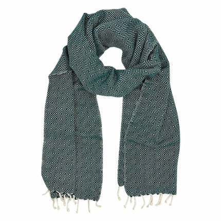 Organic Cotton Diamond Scarf | Handwoven Artisan Luxury | GenTree Home