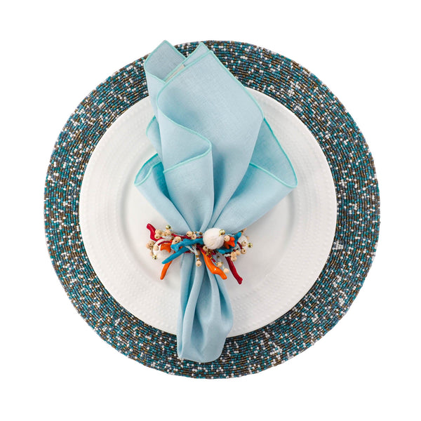 Chouchou Touch green linen dinner napkins, set of 4, view 2